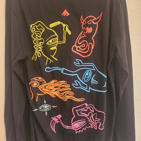 Emerica X Toymachine Clusters Mens Large Black/Multicolor Long Sleeve Shirt NWT - Picture 4 of 5